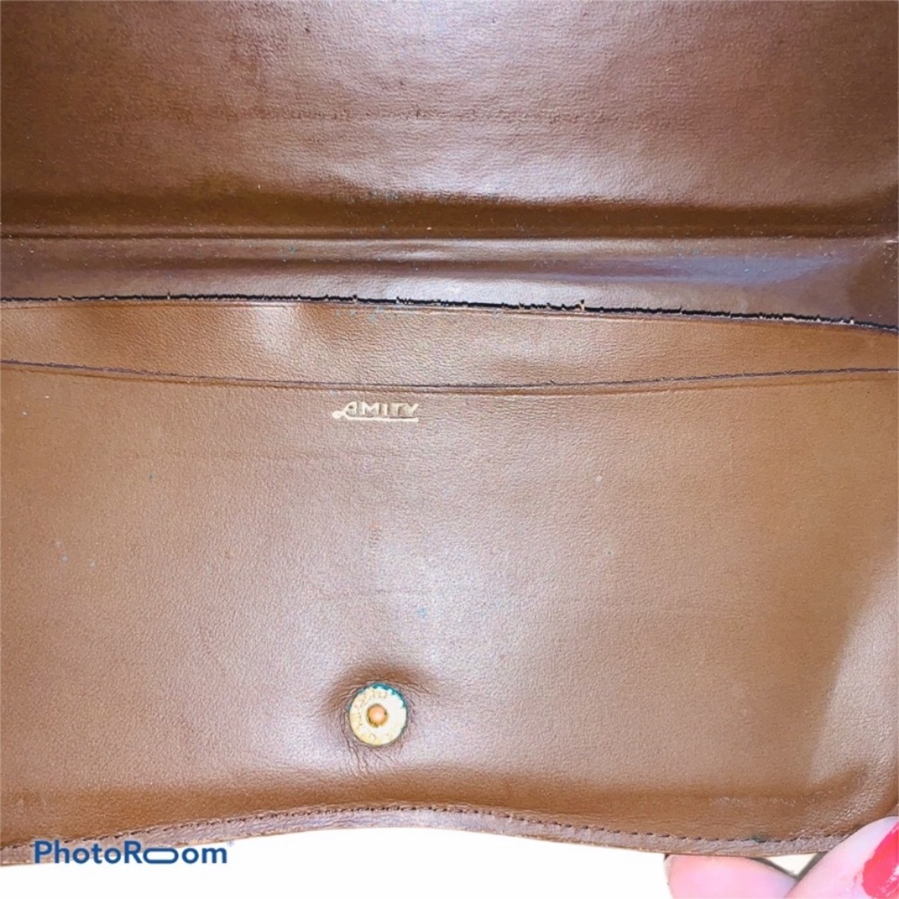 Amity Vintage Leather Tweed Clutch Wallet - Picture 5 of 8